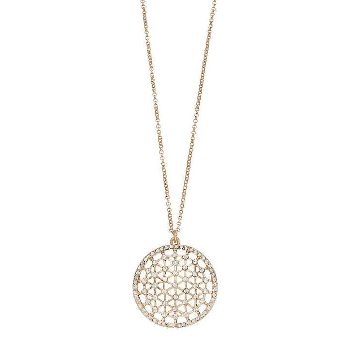 Lc Lauren Conrad Long Lattice Disc Pendant Necklace, Women's, Gold