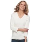 Women's Croft & Barrow&reg; V-neck Lightweight Sweater, Size: Xl, White