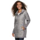 Women's Be Boundless Hooded Long Mixed-media Jacket, Size: Large, Grey (charcoal)