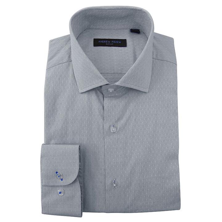 Men's Andrew Fezza Slim-fit Comfort Flex Collar Dress Shirt, Size: 16.5, Grey