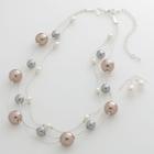 Croft & Barrow&reg; Silver Tone Simulated Pearl Multistrand Necklace And Drop Earring Set, Women's, Multicolor