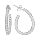 Silver Plated Cubic Zirconia Hoop Earrings, Women's, White