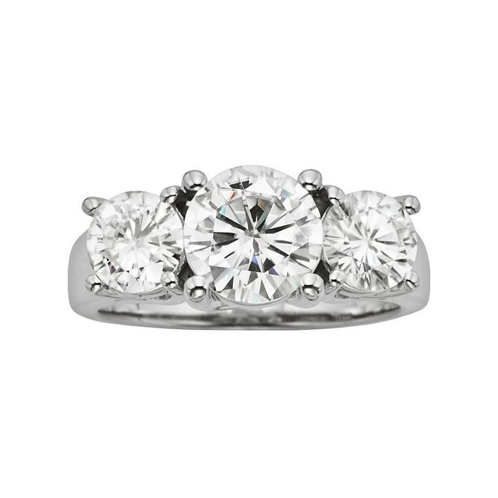 Forever Brilliant Round-cut Lab-created Moissanite 3-stone Engagement Ring In 14k White Gold (2 7/10 Ct. T.w.), Women's