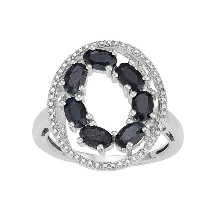 Sterling Silver Black Sapphire Oval Ring, Women's, Size: 6