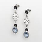 North Carolina Tar Heels Silver Tone Crystal Logo Linear Drop Earrings, Women's, Multicolor