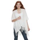 Mudd&reg; Embroidered Floral & Tassel Trim Wrap, Women's, White
