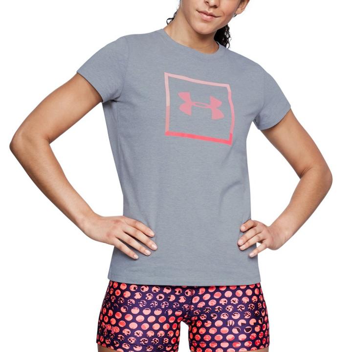 Women's Under Armour Sportstyle Box Logo Crew Graphic Tee, Size: Xl, Med Grey