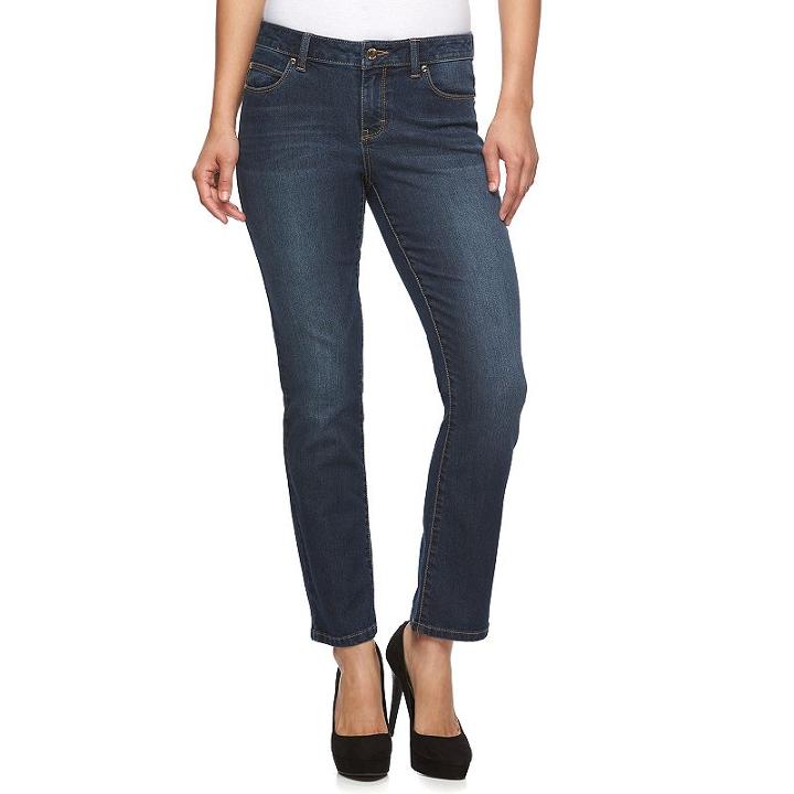 Petite Jennifer Lopez Modern Fit Straight-leg Jeans, Women's, Size: 16 Petite, Dark Blue