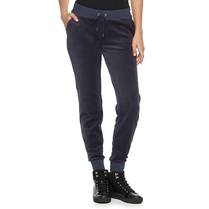 Women's Juicy Couture Solid Velour Jogger Pants, Size: Medium, Blue (navy)