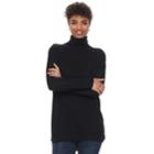 Women's Apt. 9&reg; Ribbed High-low Turtleneck Tunic, Size: Medium, Black