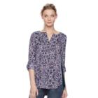 Women's Rock & Republic&reg; Print Mix-media Top, Size: Xl, Med Purple