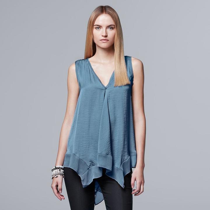 Women's Simply Vera Vera Wang Handkerchief Tank, Size: Xs, Med Grey