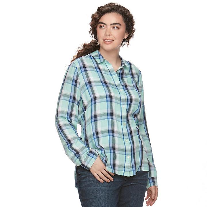 Juniors' Plus Size So&reg; High-low Hem Shirt, Teens, Size: 1xl, Turquoise/blue (turq/aqua)