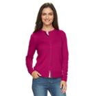 Women's Croft & Barrow&reg; Solid Button-front Cardigan, Size: Large, Pink
