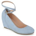 Journee Collection Tibby Women's Ankle Strap Wedges, Girl's, Size: Medium (8.5), Blue