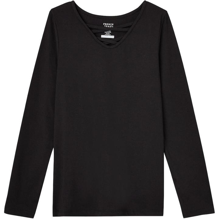Girls 7-16 French Toast Lace-up Long Sleeve Tee, Size: 14-16, Black
