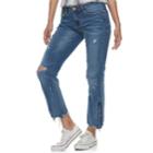 Juniors' Unionbay Duffy Fray Zipper Hem Skinny Jeans, Teens, Size: 7, Turquoise/blue (turq/aqua)