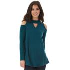 Juniors' Iz Byer California Cold Shoulder Choker Neck Top, Teens, Size: Xl, Dark Green