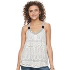 Juniors' Rewind Lace Overlay Swing Tank, Girl's, Size: Large, Grey Other