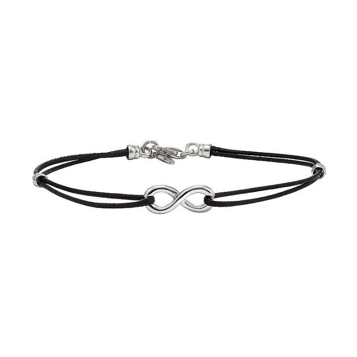 Sterling Silver Infinity Link Leather Bracelet, Women's, Size: 7.5, White