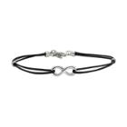 Sterling Silver Infinity Link Leather Bracelet, Women's, Size: 7.5, White