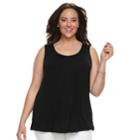 Plus Size Croft & Barrow&reg; Pleated Scoopneck Tank, Women's, Size: 1xl, Black