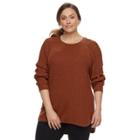 Plus Size Sonoma Goods For Life&trade; Pointelle Crewneck Sweater, Women's, Size: 2xl, Med Brown