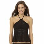 In Mocean Crochet Halter Tankini, Size: Large, Black