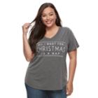 Plus Size Apt. 9&reg; V-neck Holiday Graphic Tee, Women's, Size: 2xl, Med Grey