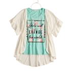 Girls 7-16 & Plus Size Self Esteem Graphic Tank Set With Kimono & Necklace, Size: Xxl Plus, Blue