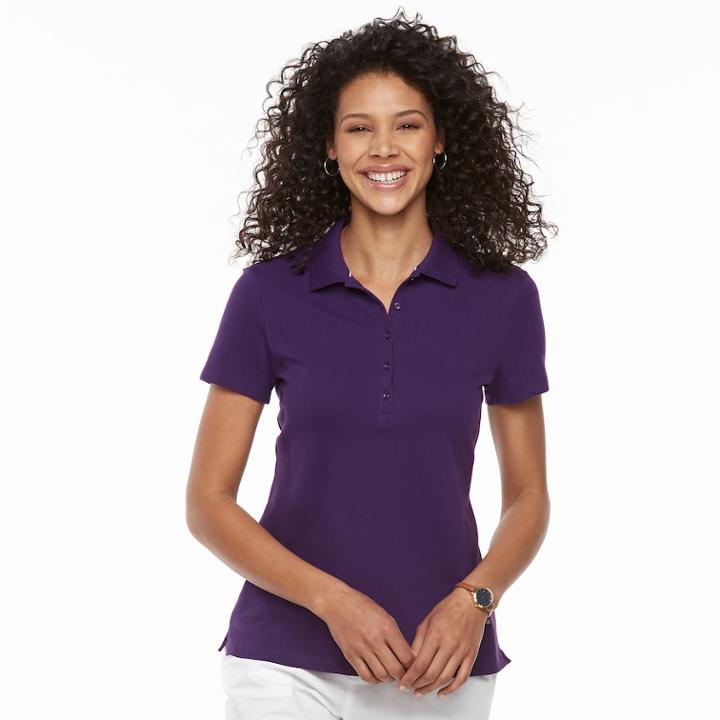 Women's Croft & Barrow&reg; Classic Polo, Size: Medium, Drk Purple