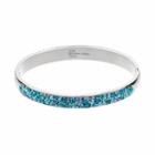 Confetti Stainless Steel Blue Crystal Hinged Bangle Bracelet, Women's, Size: 8