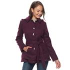 Juniors' Pink Envelope Belted Button Front Trench Coat, Teens, Size: Small, Dark Red