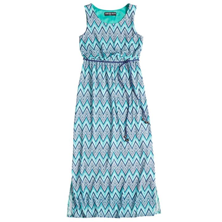 Girls 7-16 Three Pink Hearts Printed Maxi Dress, Size: 16, Turquoise/blue (turq/aqua)