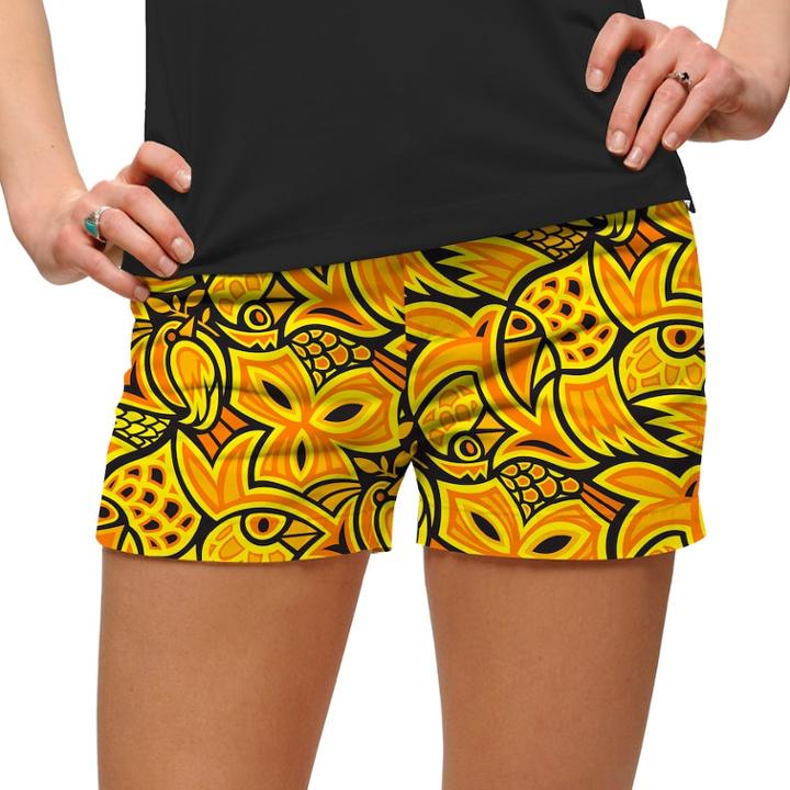 Women's Loudmouth Yellow Abstract Chicken Print Golf Short, Size: 6, Gold