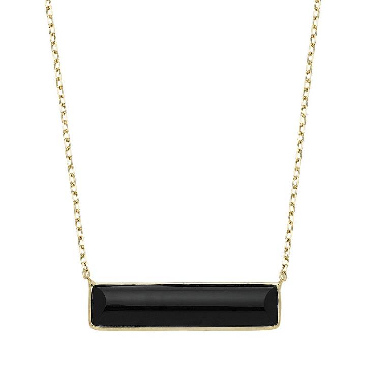 14k Gold Onyx 26 Mm Bar Necklace, Women's, Size: 17, Black