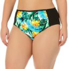 Juniors' Plus Size In Mocean Tropical Print High-waisted Bikini Bottoms, Women's, Size: 0x, Ovrfl Oth