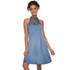 Juniors' Mudd&reg; Lunar Wash High-neck Swing Dress, Teens, Size: Small, Med Blue