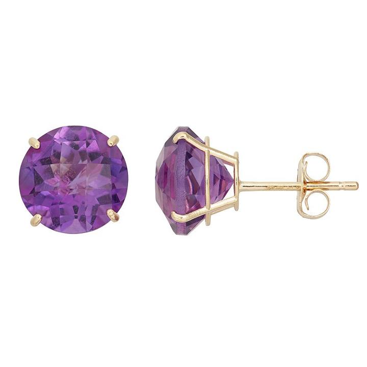 Amethyst 10k Gold Stud Earrings, Women's, Purple