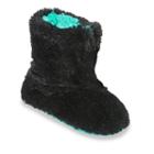 Dearfoams Women's Zippered Fuzzy Bootie Slippers, Size: Small, Black