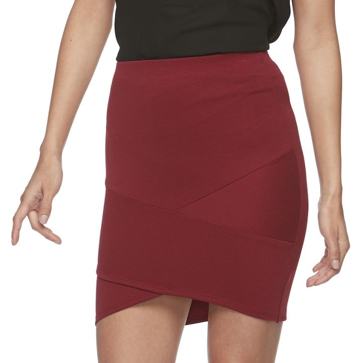 Juniors' Joe B Ribbed Tulip Hem Skirt, Teens, Size: Large, Dark Red