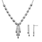 Crystal Allure Fringe Y Necklace And Linear Drop Earrings, Women's, Size: 13.5, Black