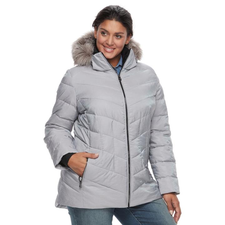 Plus Size Camryn Quilted Puffer Jacket, Women's, Size: 2xl, Med Grey