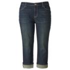 Women's Plus Size Simply Vera Vera Wang Cuffed Capri Jeans, Size: 18 W, Dark Blue