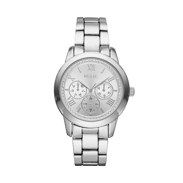 Relic Women's Kendall Crystal Watch, Size: Medium, Silver