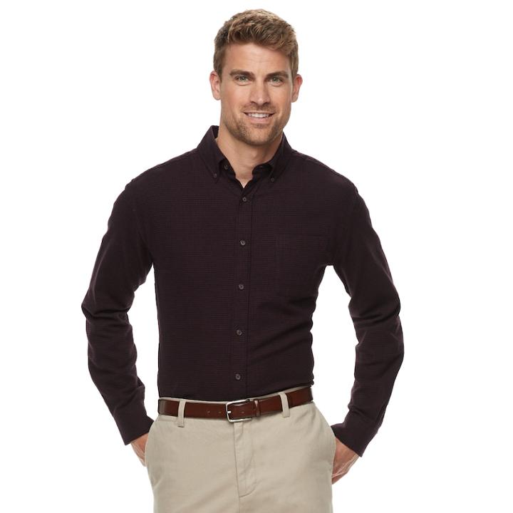 Men's Croft & Barrow&reg; Classic-fit Patterned Flannel Button-down Shirt, Size: Medium, Drk Purple