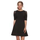 Petite Suite 7 Lace Fit & Flare Dress, Women's, Size: 4 Petite, Black