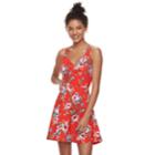 Juniors' Trixxi Strappy Floral Skater Dress, Teens, Size: Large, Med Red
