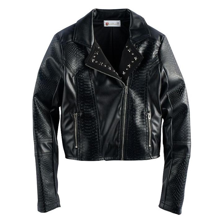 Disney D-signed Descendants 2 Girls 7-16 Studded Textured Faux-leather Jacket, Size: Medium, Black