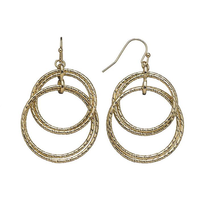Apt. 9&reg; Textured Hoop Drop Earrings, Women's, Drk Yellow